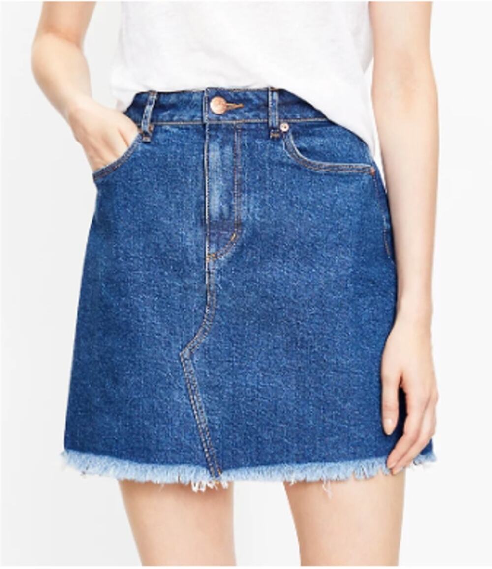 LOFT Frayed Raw Hem Denim Jean Skirt // 4